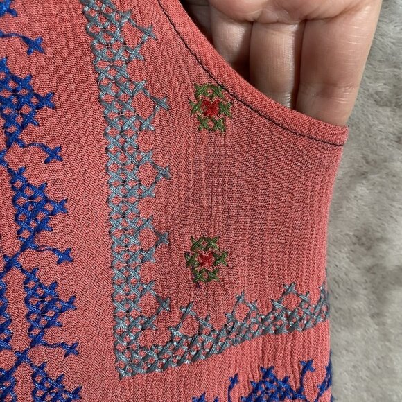 Desigual Creta Dress 38 Boho Embroidered Mixed Print Eclectic Ethnic Patchwork - Picture 10 of 16